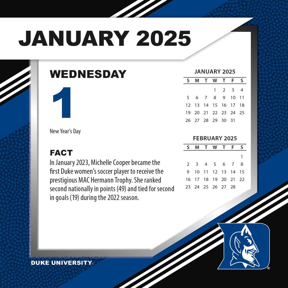 COL Duke Blue Devils 2025 Desk Calendar First Alternate Image