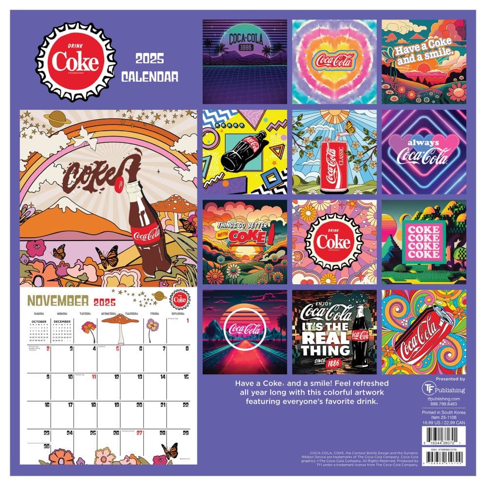 Coca Cola Nostalgia 2025 Wall Calendar Back Cover