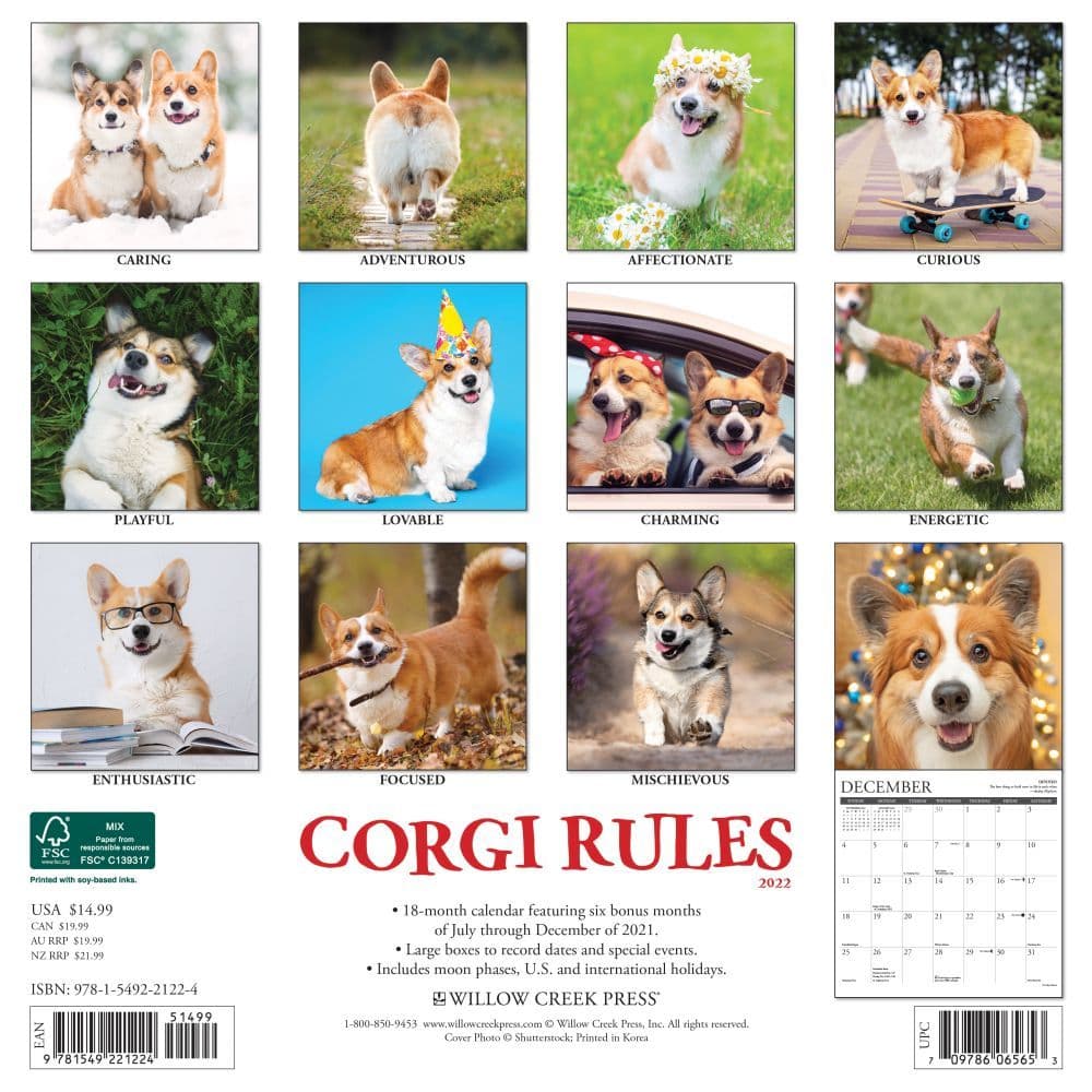 Corgi Calendar 2022 Corgi Rules 2022 Wall Calendar - Calendars.com
