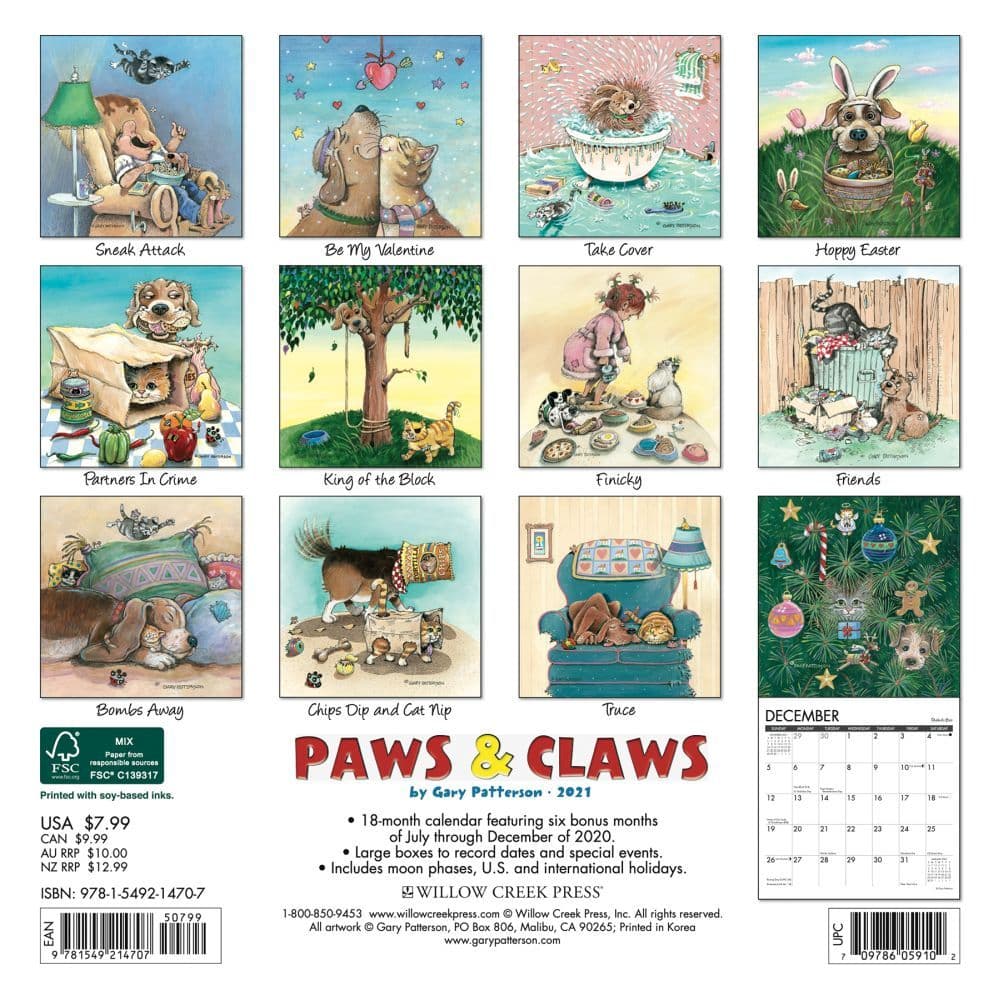 Paws and Claws by Gary Patterson Mini Calendar