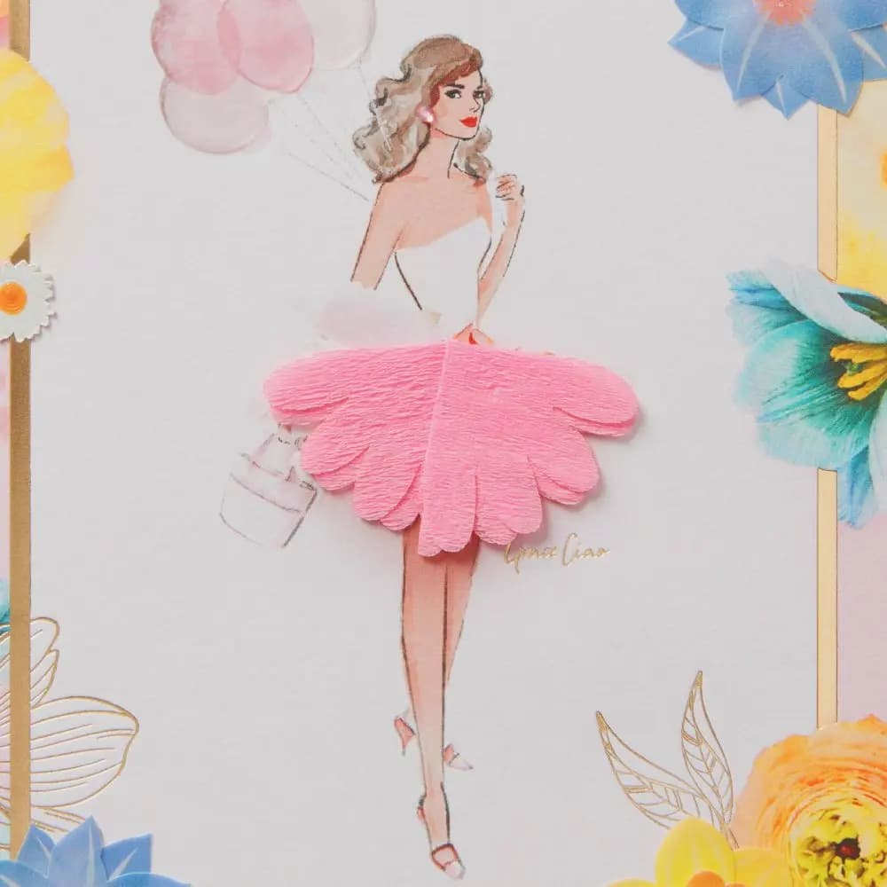 Balloon Girl Birthday Card close up