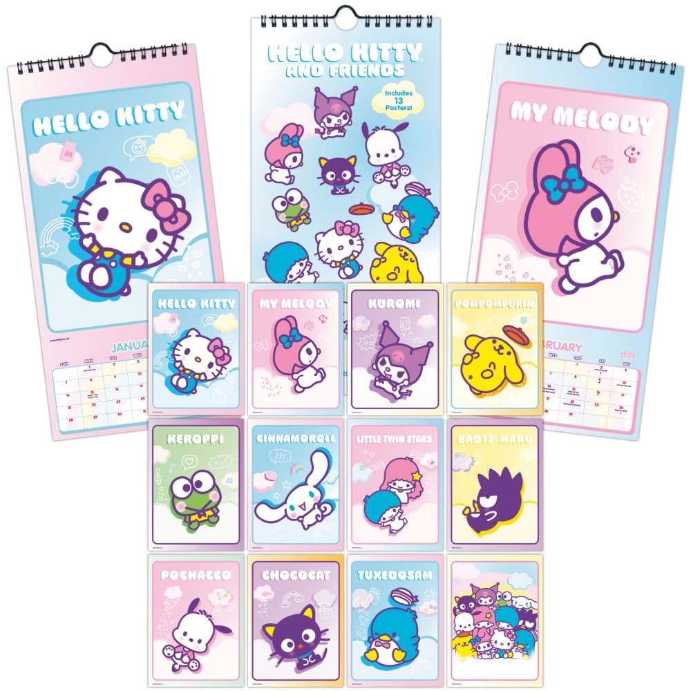 Hello Kitty and Friends 2024 Slim Wall Calendar