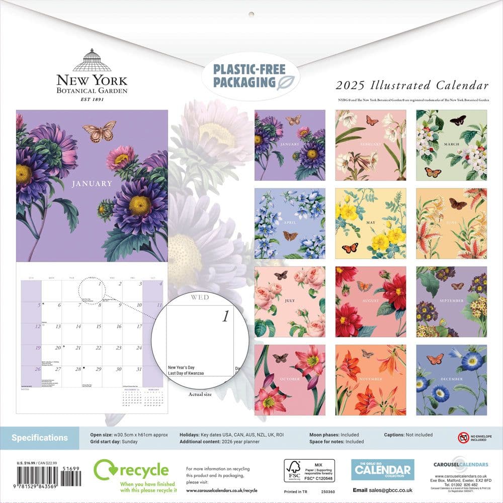 New York Botanical Gardens Illusrated 2025 Wall Calendar First Alternate Image width="1000" height="1000"