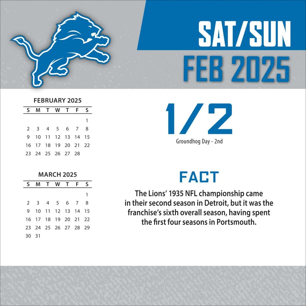 NFL Detroit Lions 2025 Desk Calendar Second Alternate Image