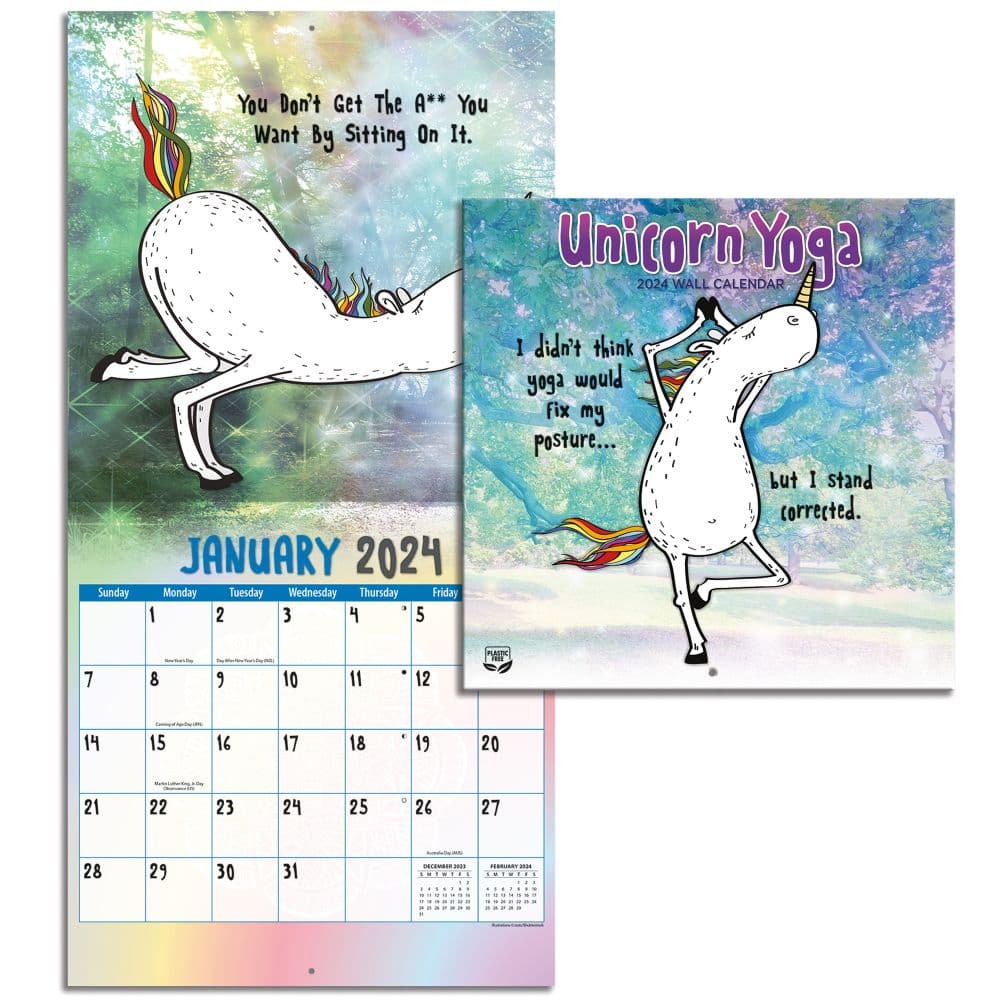 Unicorn Yoga 2024 Mini Wall Calendar Alternate Image 4