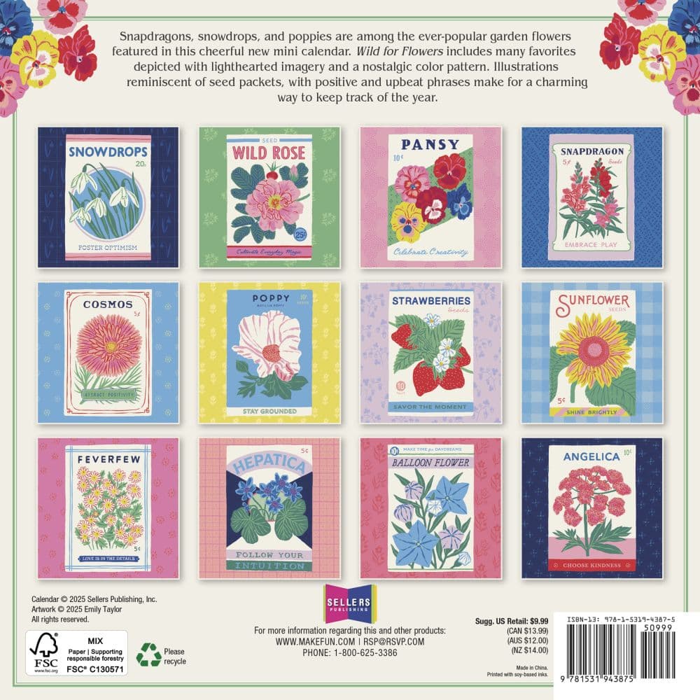 Wild for Flowers 2026 Mini Wall Calendar First Alternate Image