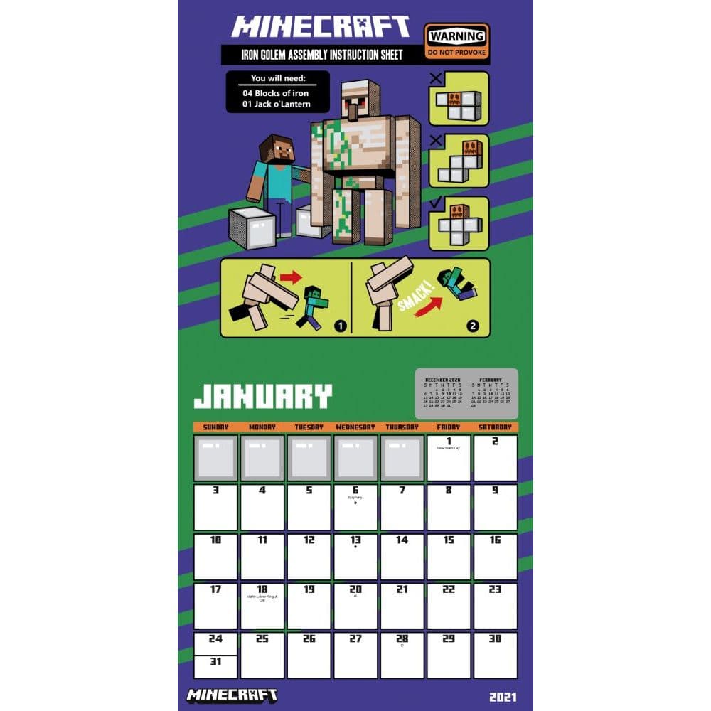 Calendrier Minecraft 2023 Minecraft 2021 Mini Wall Calendar - Calendars.com