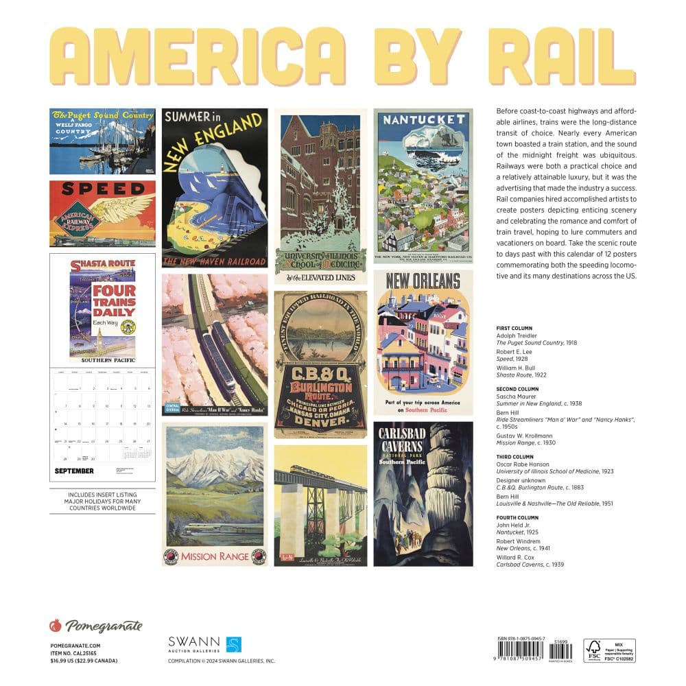 America By Rail 2025 Wall Calendar First Alternate Image width="1000" height="1000"