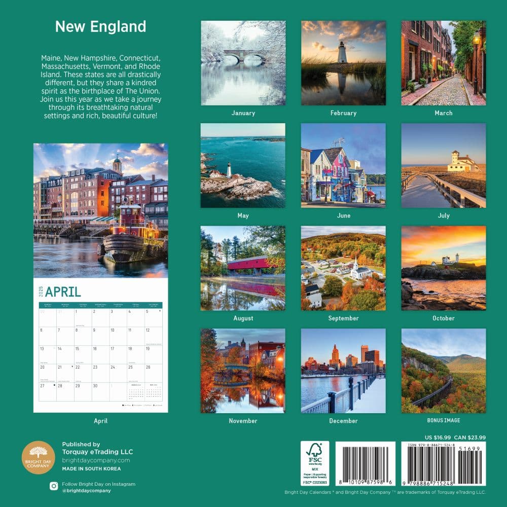 New England 2025 Wall Calendar First Alternate Image width="1000" height="1000"