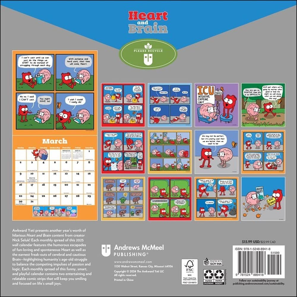 Heart and Brain 2025 Wall Calendar