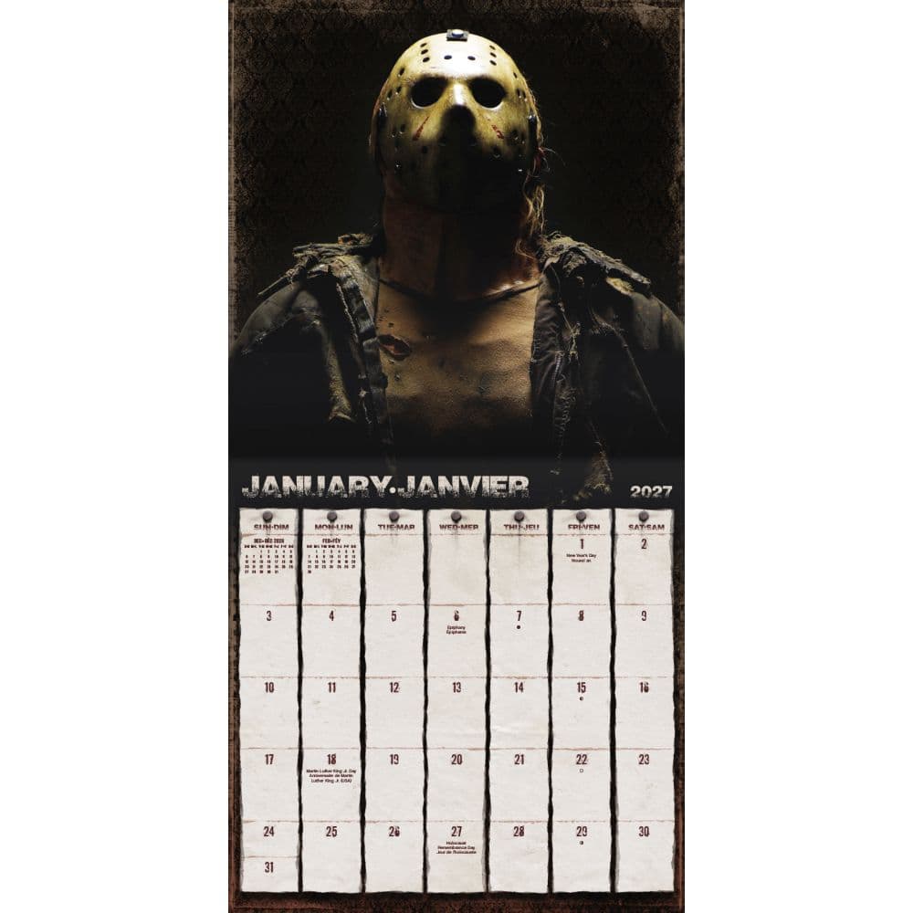 Horror Collection Bilingual French 2027 Wall Calendar Second Alternate Image