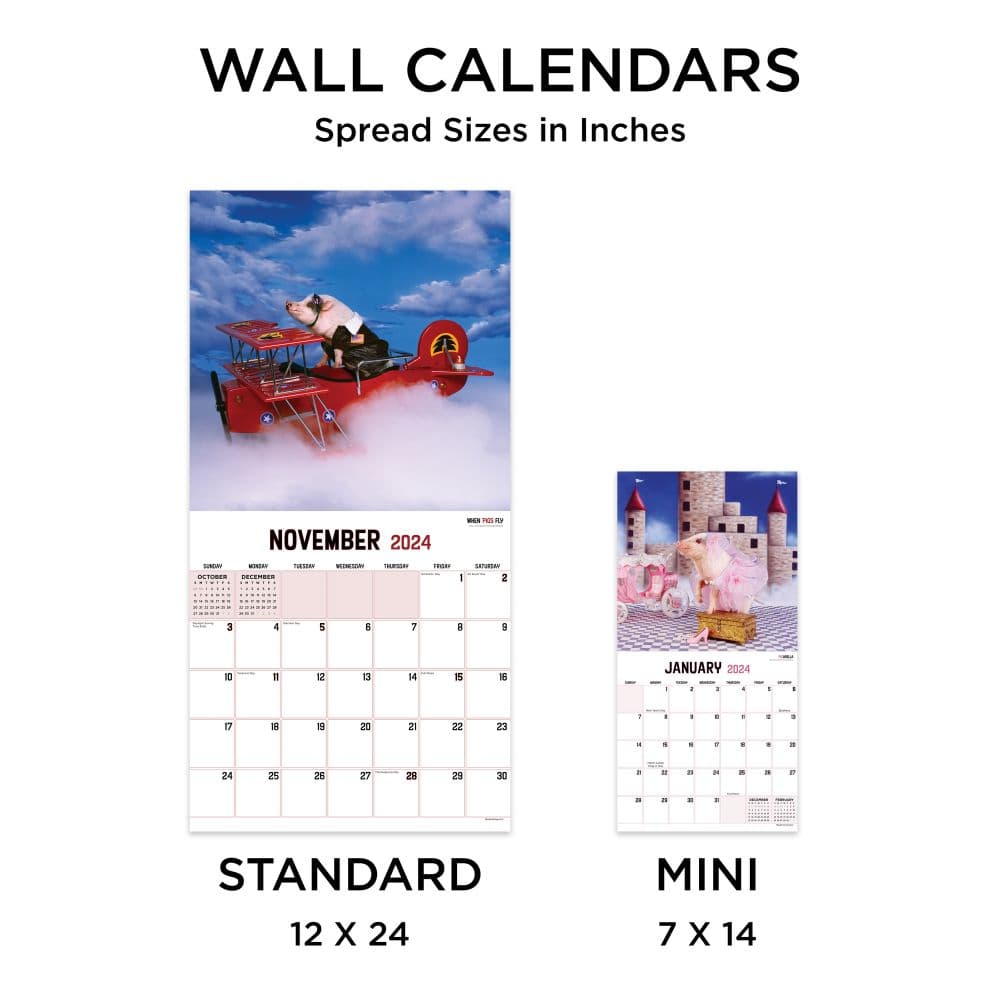 Playful Pigs 2024 Wall Calendar