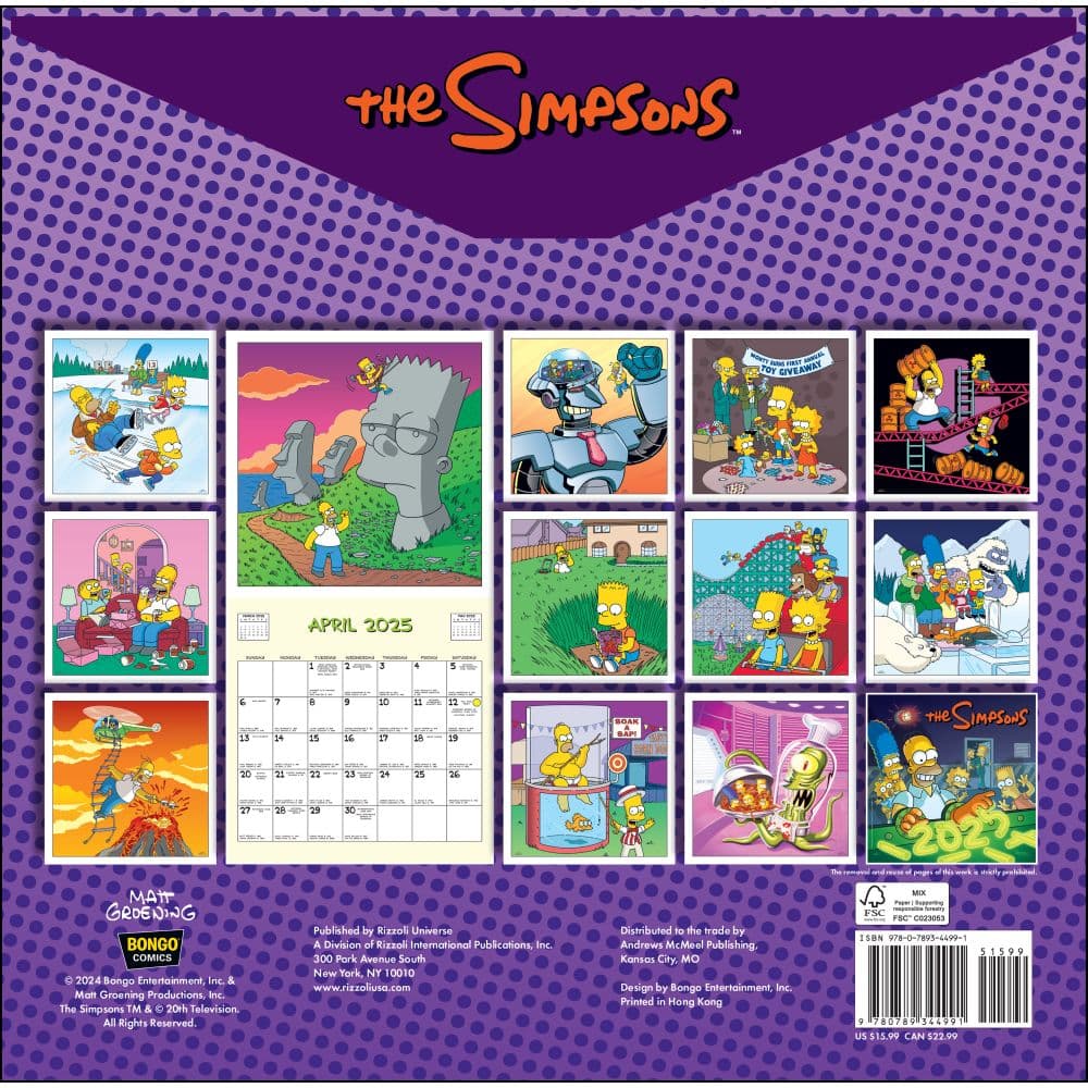 Simpsons 2025 Wall Calendar