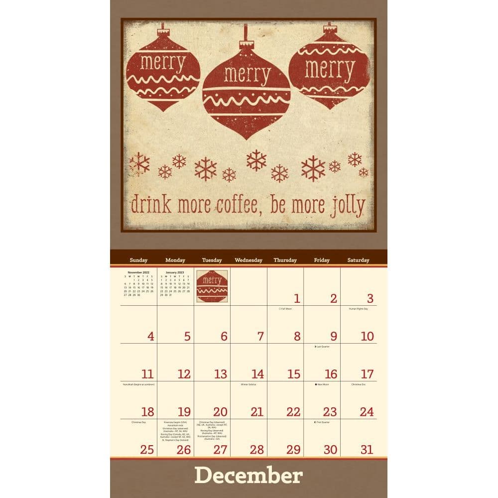 Calendars Coffee Pocket Planner FSC Certified Paper All Major & Significant Holidays 