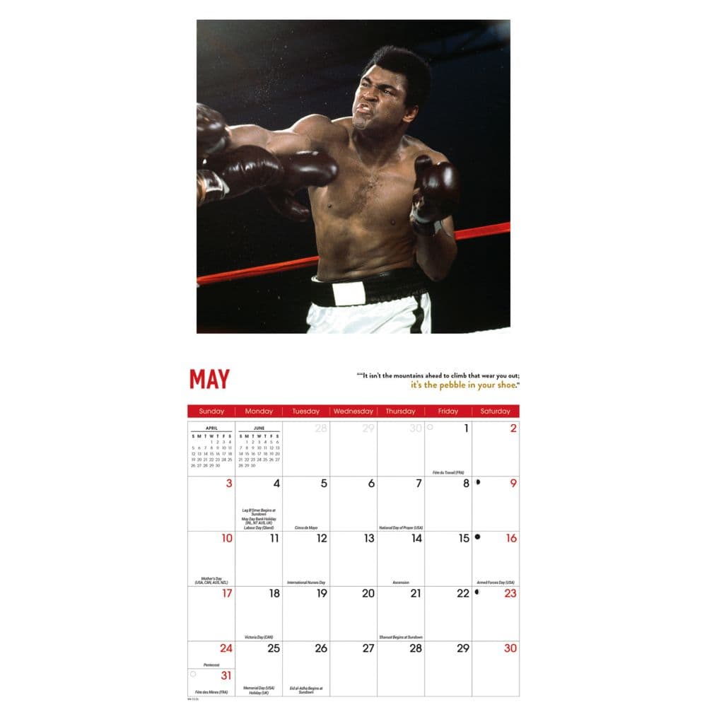 Muhammad Ali 2026 Mini Wall Calendar, 7'' X 7'', 16-Month Calendar with Stapled Binding