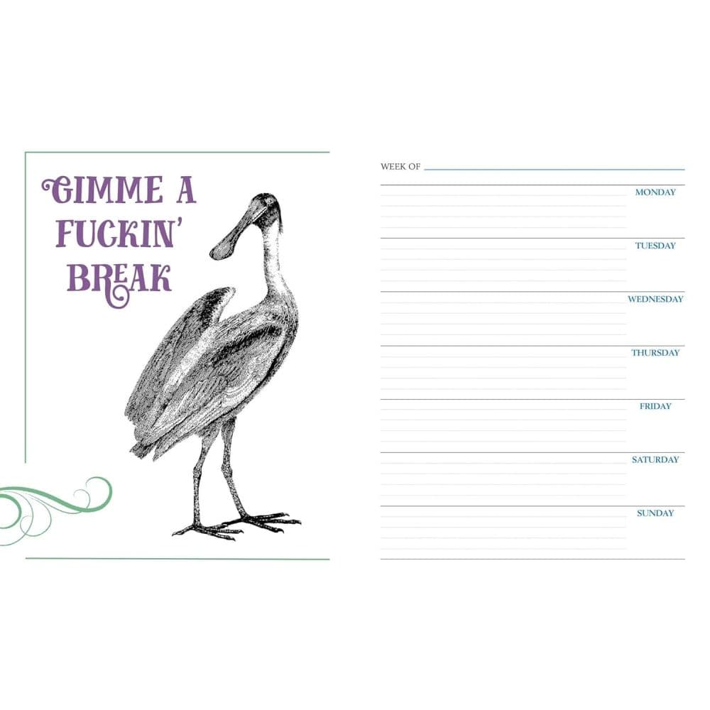 Effin Birds Undated Weekly Planner Fifth Alternate Image width=&quot;1000&quot; height=&quot;1000&quot;