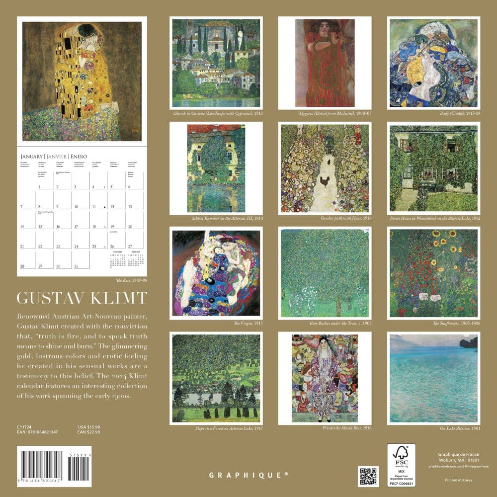 Klimt 2024 Wall Calendar