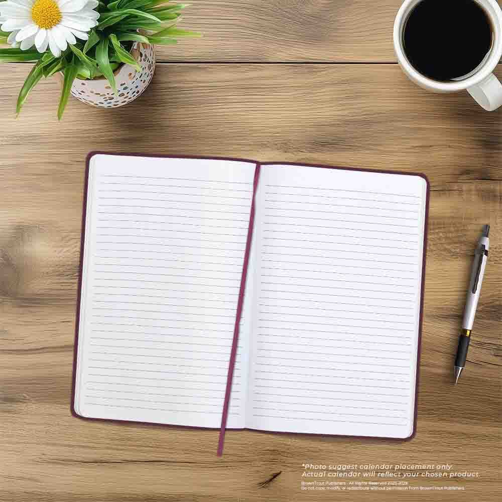 Pantone Dark Cherry Journal on a desk