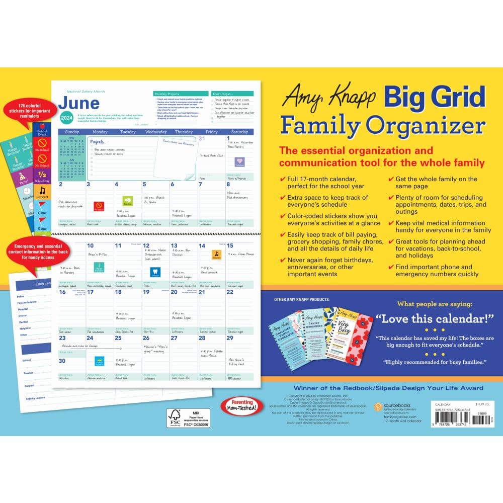 Amy Knapps Grid Family Organizer 2025 Wall Calendar