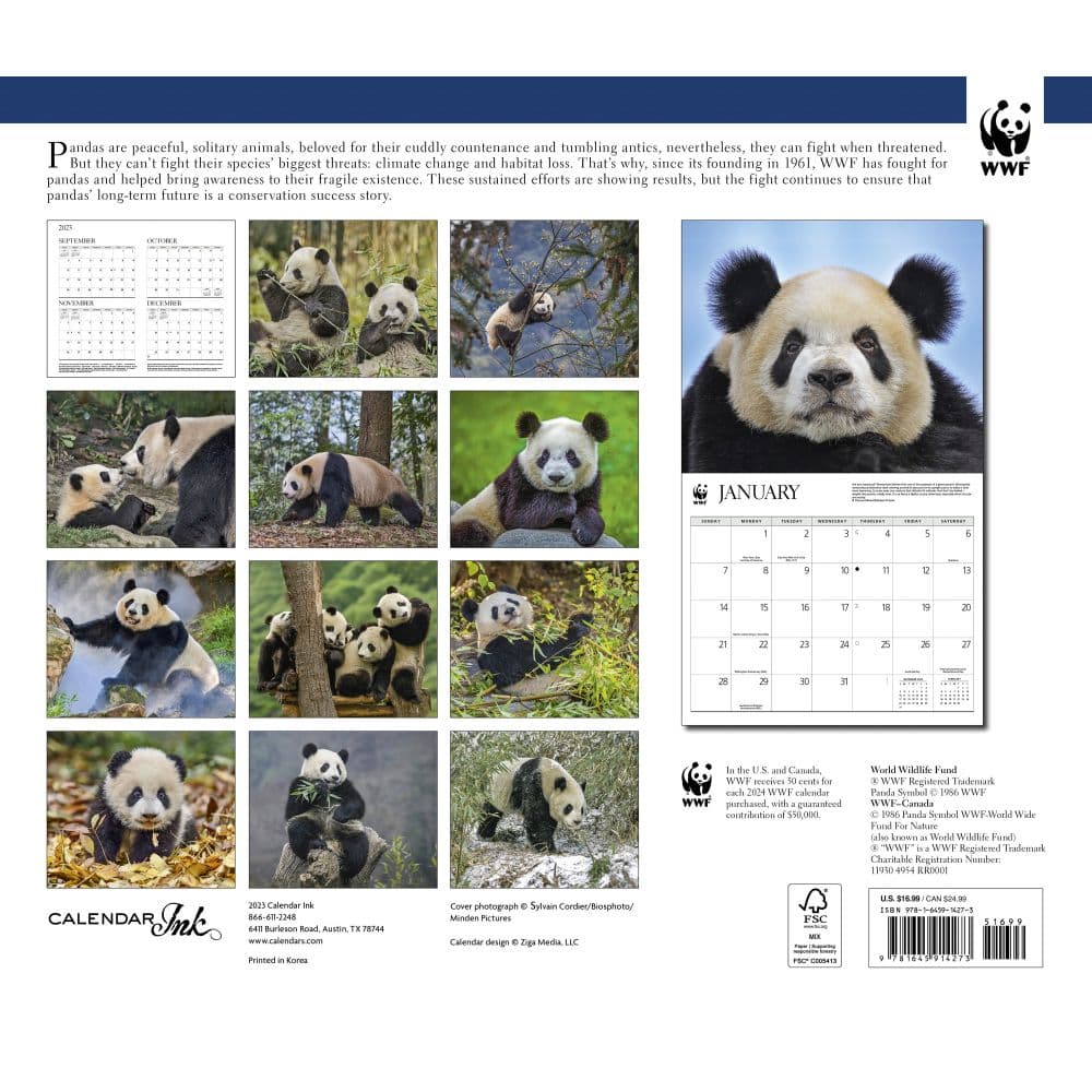 Giant Pandas WWF 2024 Wall Calendar