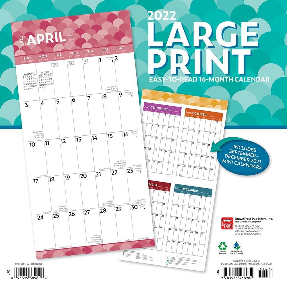 Large Print 2022 Wall Calendar - Calendars.com