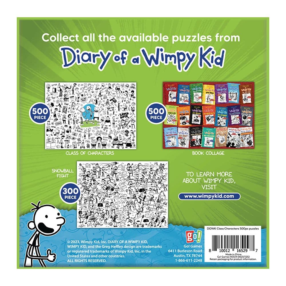 Diary of a Wimpy Kid Class Characters 500 Piece puzzle back