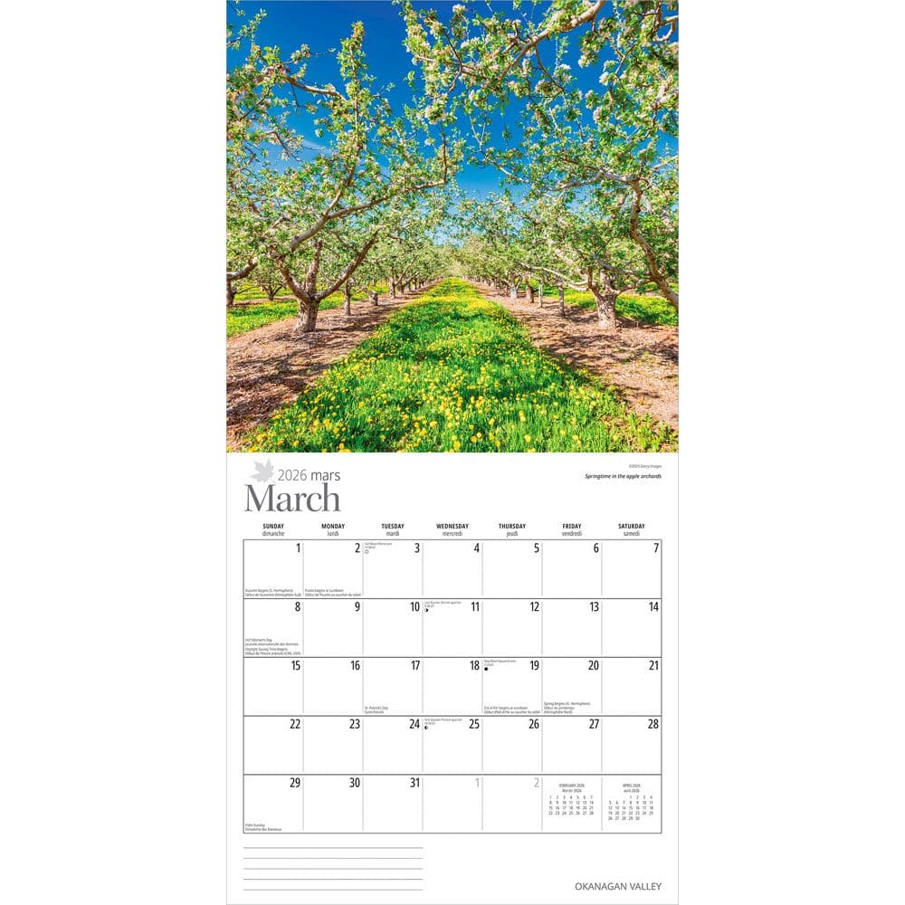 Okanagan Valley 2026 Wall Calendar Second Alternate Image