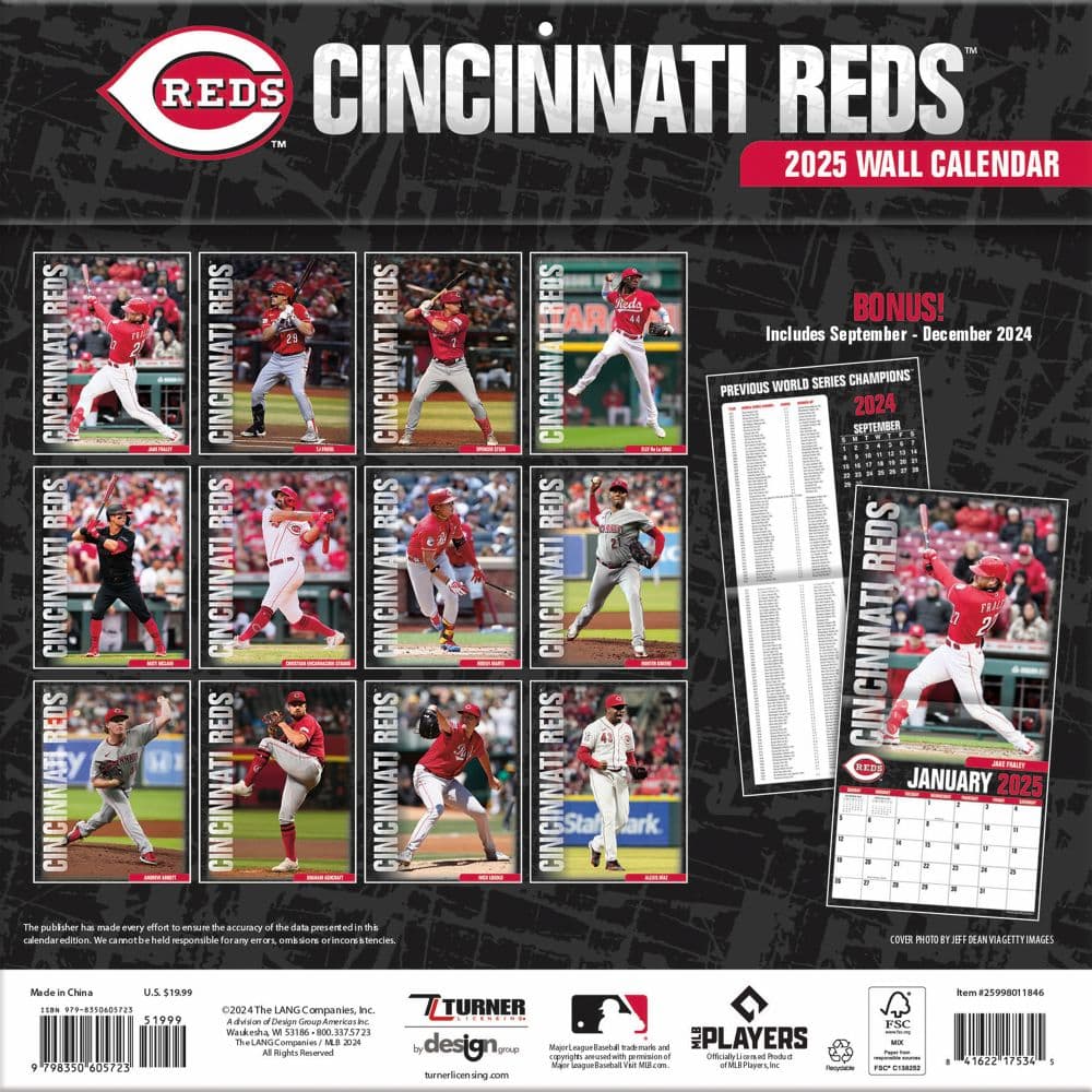 MLB Cincinnati Reds 2025 Wall Calendar First Alternate Image