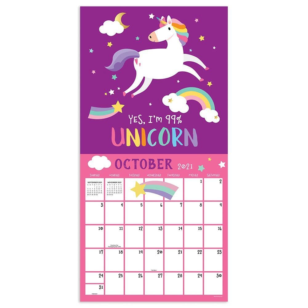 Unicorns Sparkle On Wall Calendar