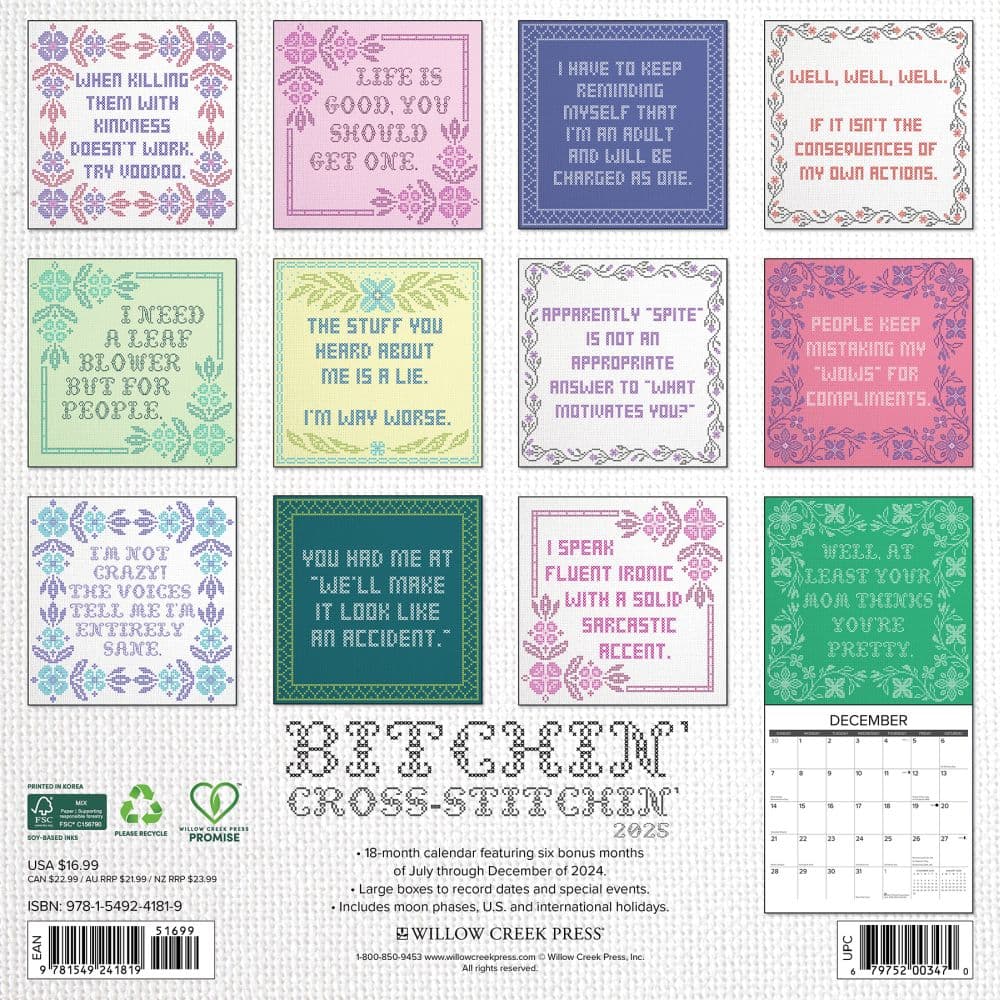 Bitchin Cross Stitchin 2025 Wall Calendar First Alternate Image width=&quot;1000&quot; height=&quot;1000&quot;