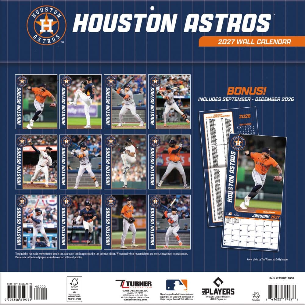 MLB Houston Astros 2027 Wall Calendar First Alternate Image