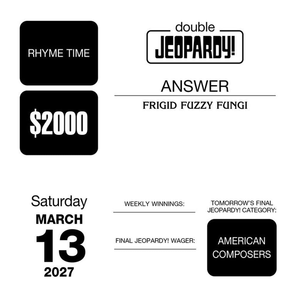 Jeopardy 2027 Desk Calendar Second Alternate Image