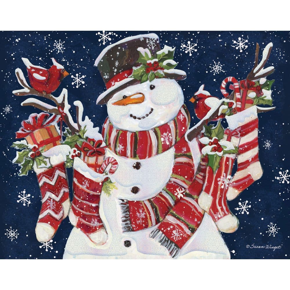 Snowman and Stockings by Susan Winget Boxed Christmas Cards Alt1