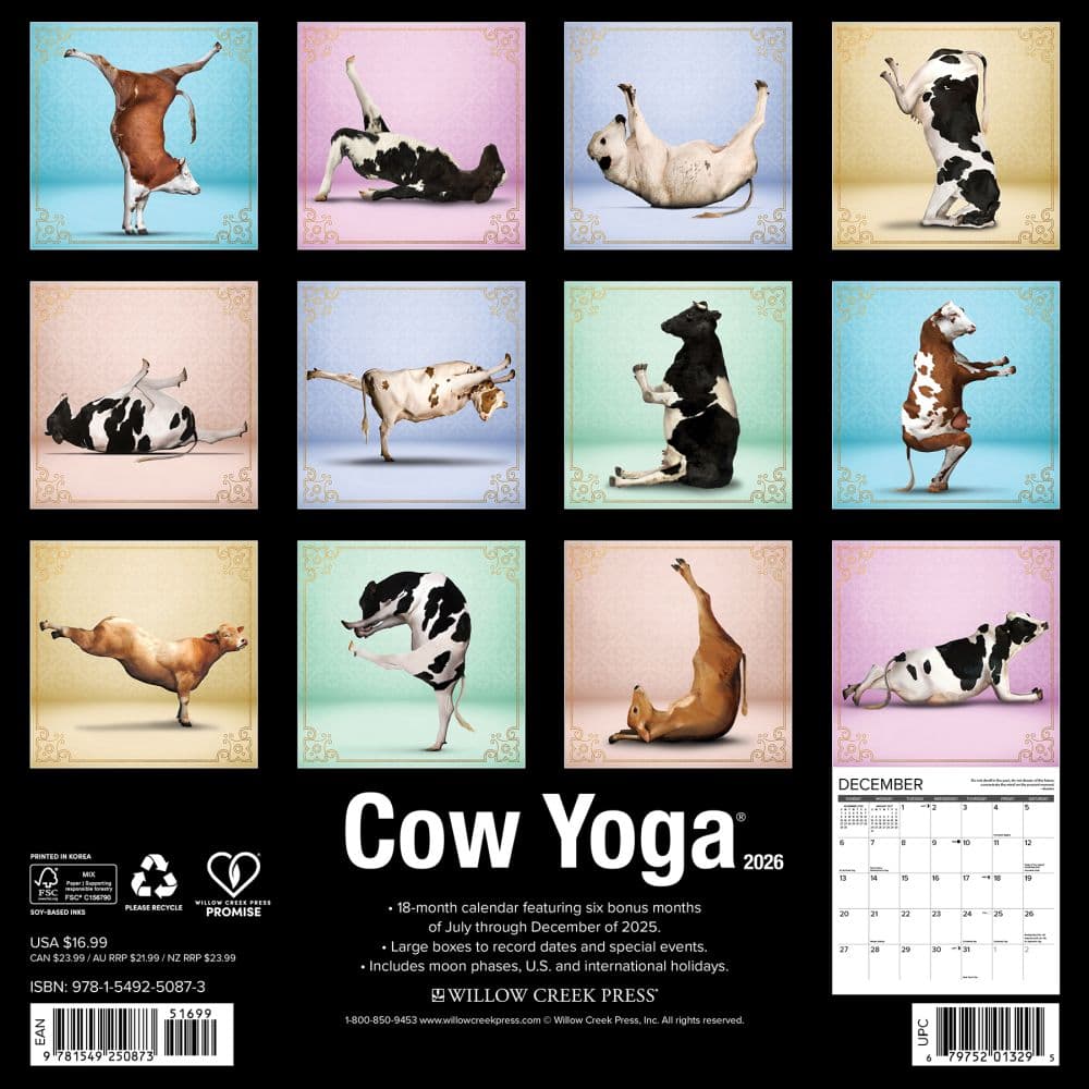Cow Yoga 2026 Wall Calendar First Alternate Image