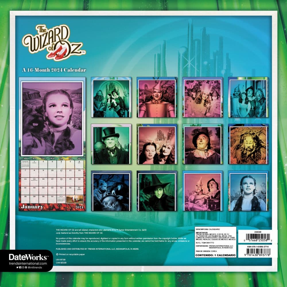 Wizard of Oz Exclusive with Print 2025 Wall Calendar