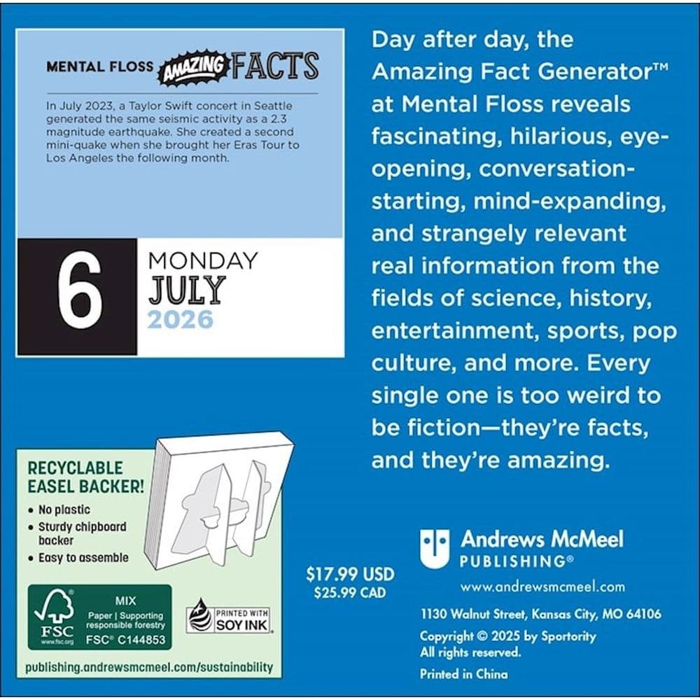 Mental Floss Amazing Facts 2026 Desk Calendar First Alternate Image