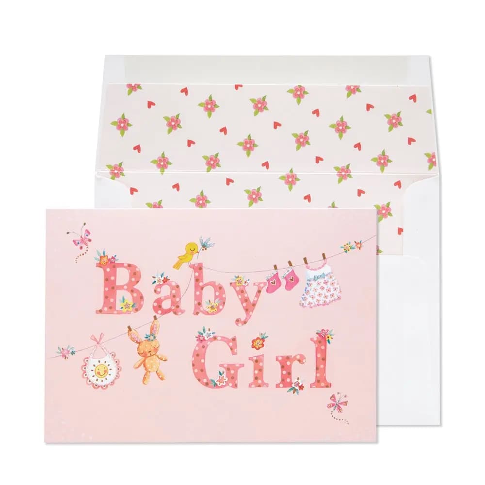 Clothesline Girl New Baby Card