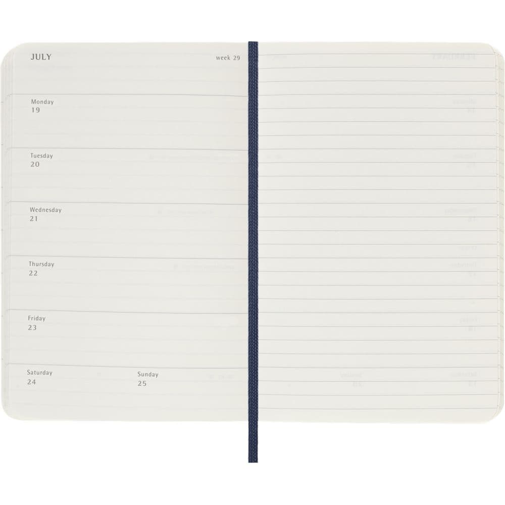 Moleskine Sapphire Blue Pocket Soft Cover 2027 Weekly Planner Fourth Alternate Image