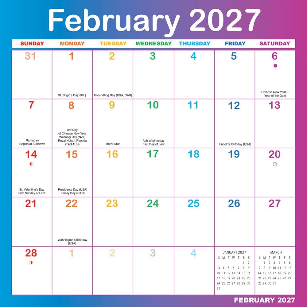 Rainbow Magic Grip 2027 Wall Calendar Third Alternate Image