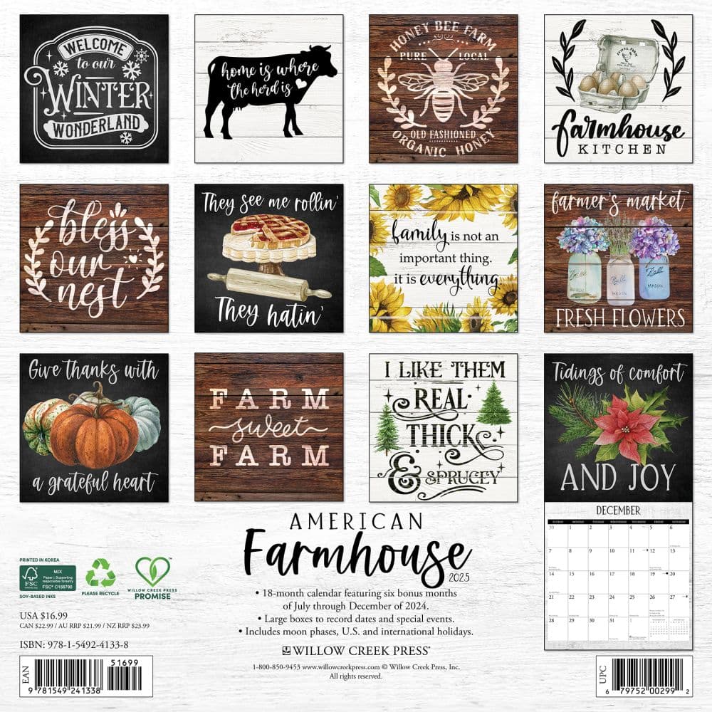 American Farmhouse 2025 Wall Calendar First Alternate Image width="1000" height="1000"