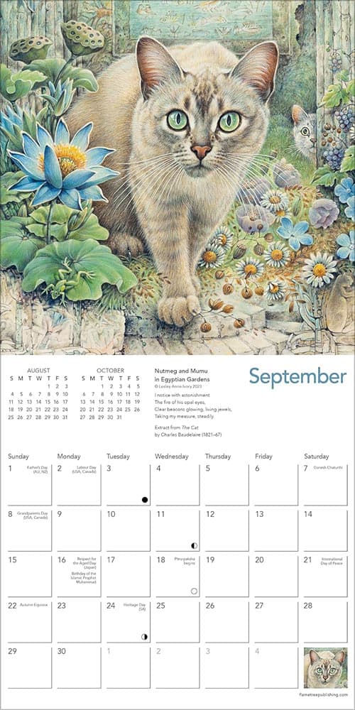 Ivory Cats 2024 Mini Wall Calendar September