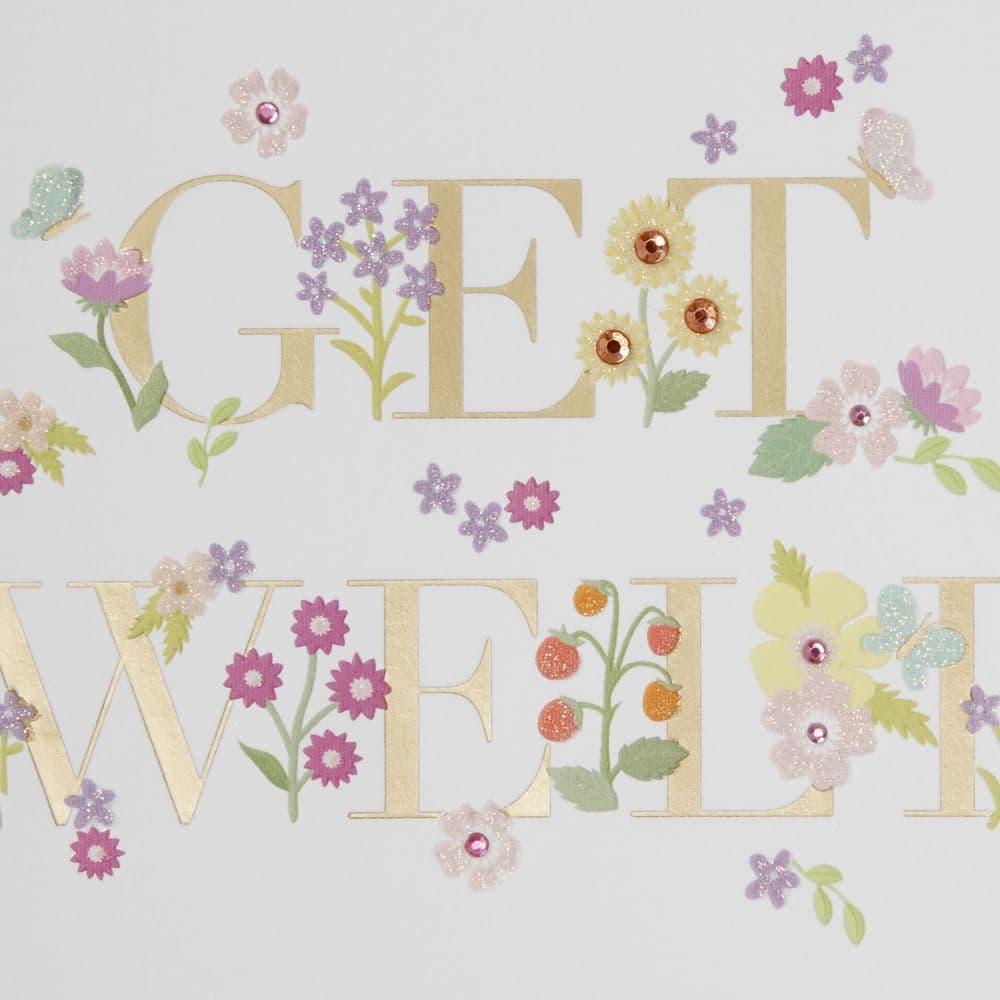 GW Lettering with Flowers Get Well Card Third Alternate Image width=&quot;1000&quot; height=&quot;1000&quot;