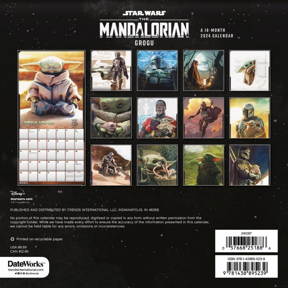Mandalorian Star Wars 2024 Mini Wall Calendar Alternate Image 2