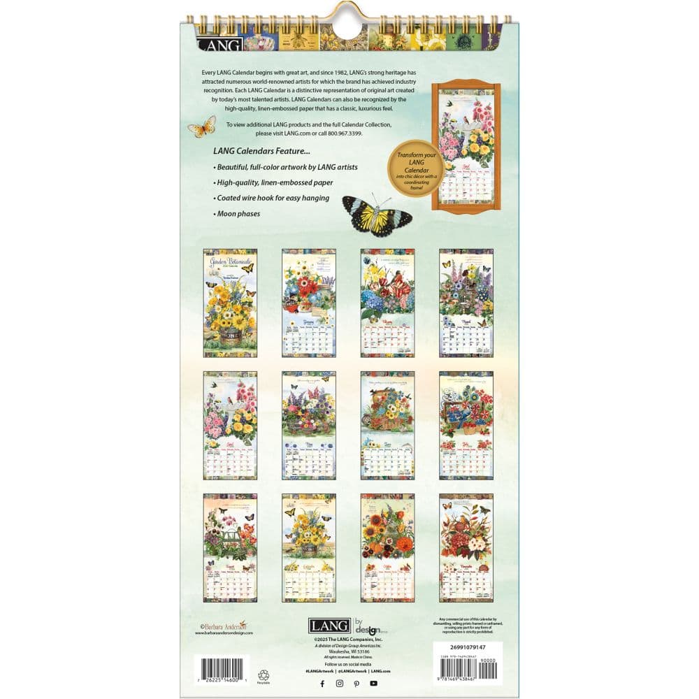 Garden Botanicals 2026 Vertical Wall Calendar_ALT2