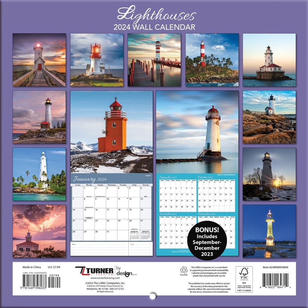 Lighthouses Photo 2024 Mini Wall Calendar