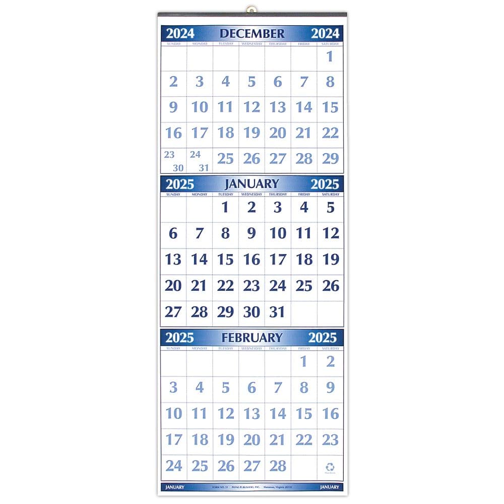 Three Month 2025 Wall Calendar - Calendars.com
