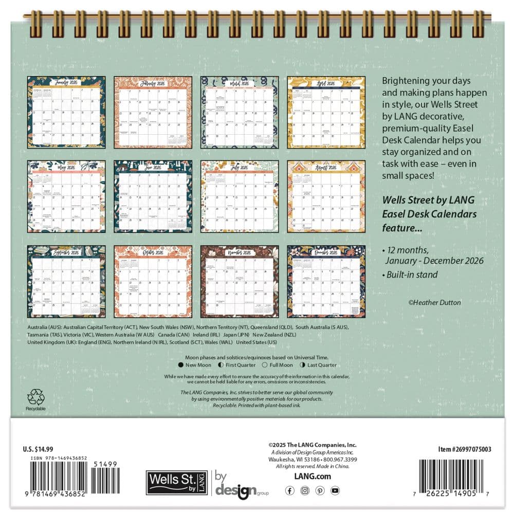 Flora and Fauna 2026 Easel Desk Calendar by Heather Dutton First Alternate Image