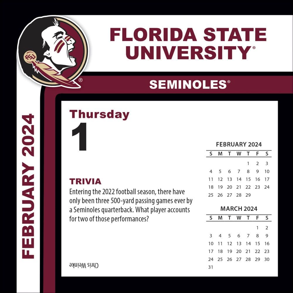Florida State Seminoles 2024 Desk Calendar Third Alternate Image width=&quot;1000&quot; height=&quot;1000&quot;