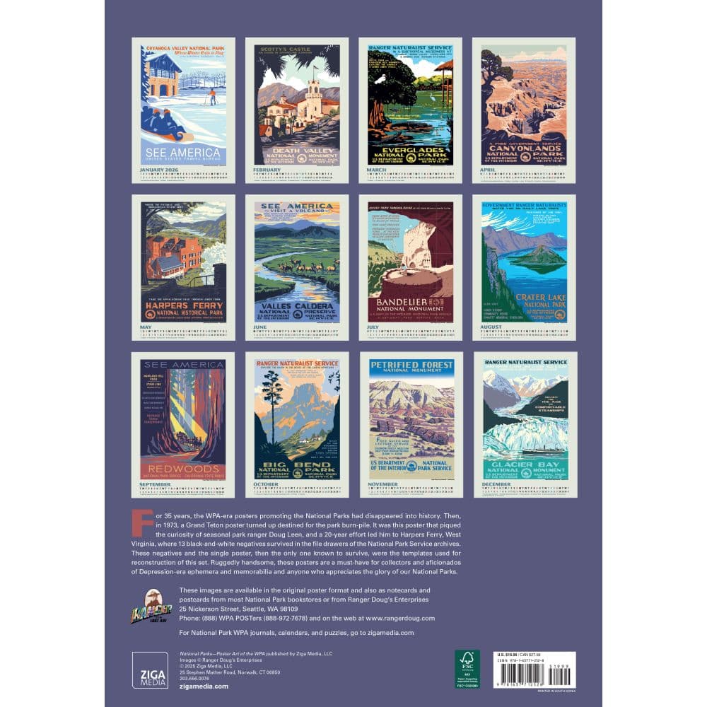 National Parks Poster Art of the WPA 2026 Wall Calendar First Alternate Image