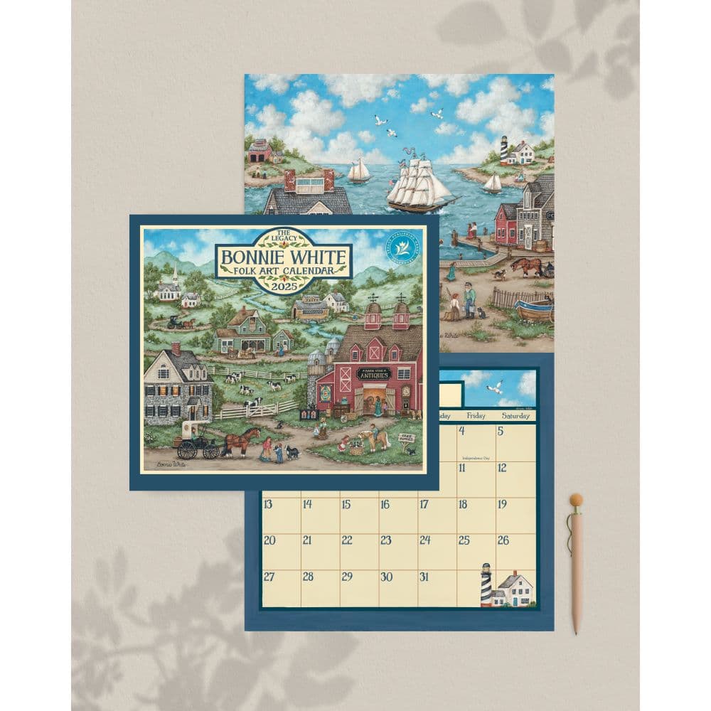 Folk Art Bonnie White 2025 Wall Calendar Third Alternate Image